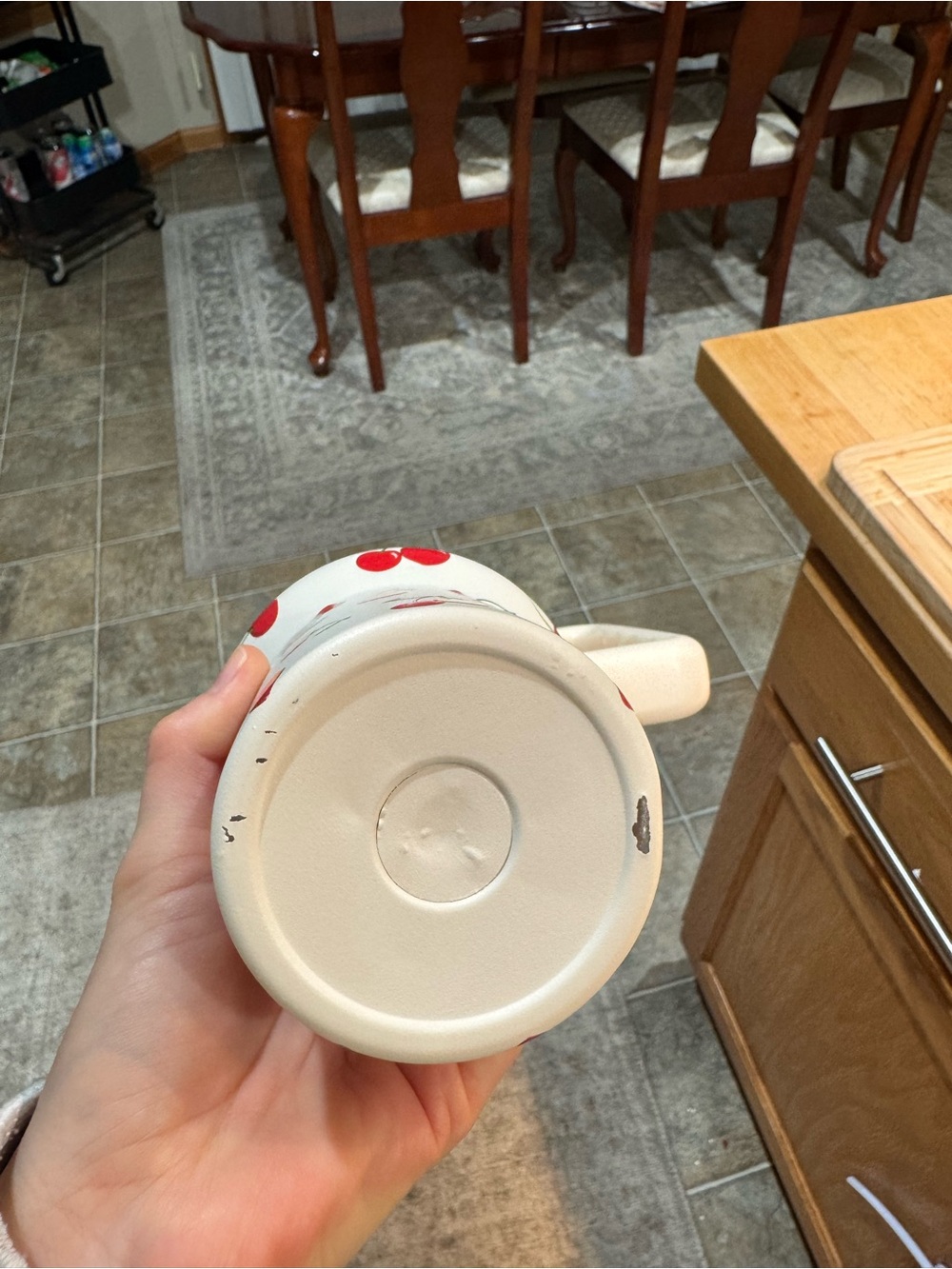 White Ceramic Mug with Red Cherry Accent - Classic Kitchen Drinkware